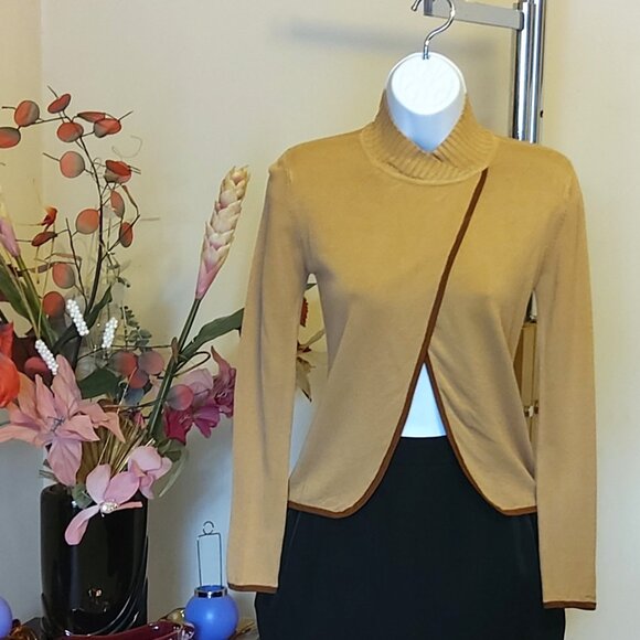 NWT Women’s Lightweight Mock Neck Long Sleeve Yellow Knit Cardigan Sweater XS S - Picture 5 of 7